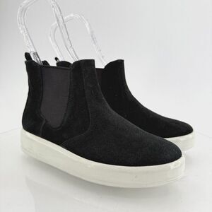 Ecco Womens Soft Classic Chelsea Boots Sneakers Gray Suede Pull On 37EU - 6US